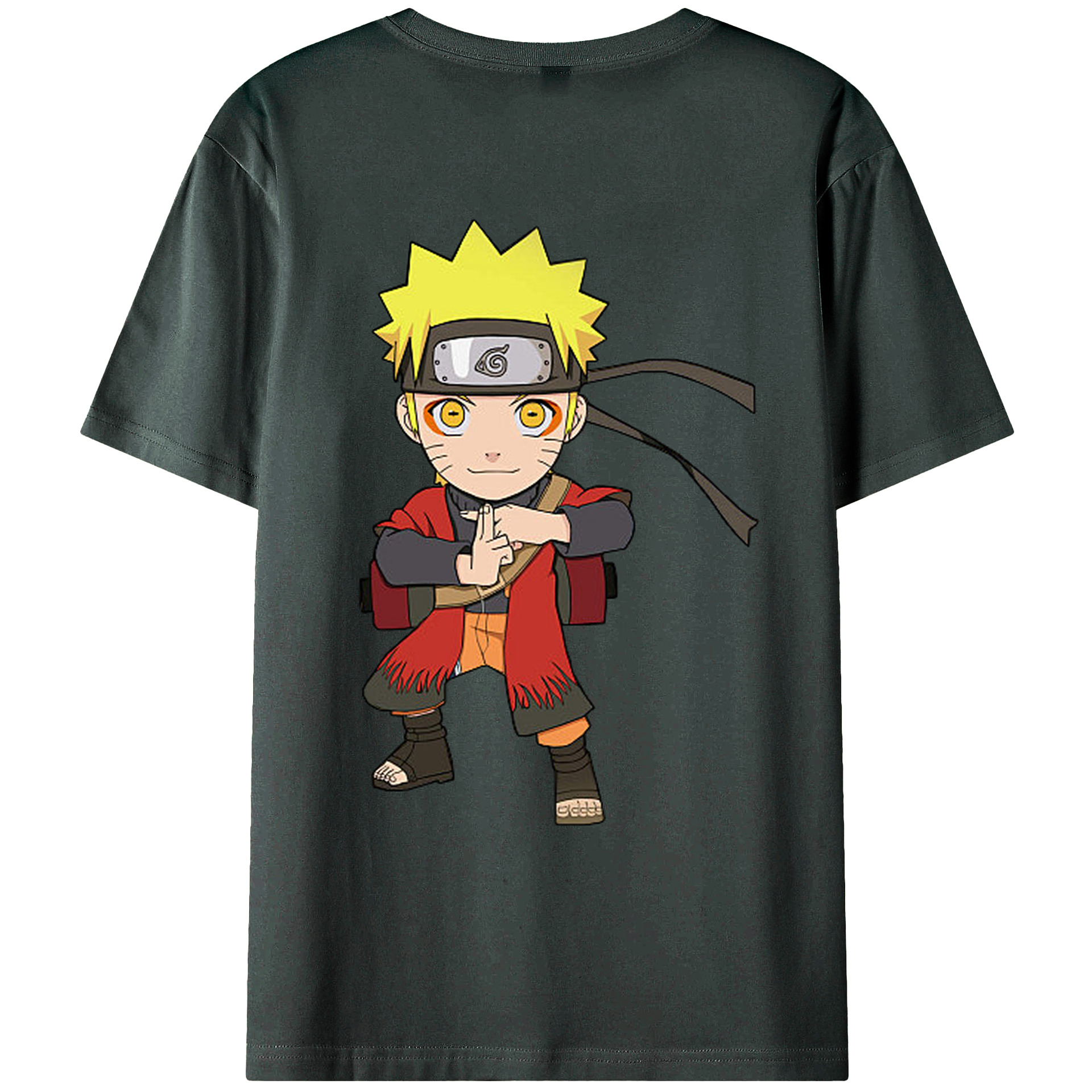 （画像用） NARUTO -ナルト- うずまき ナルト Uzumaki Naruto 綿100％ メンズ半袖Tシャツ（バックプリント） 通気性